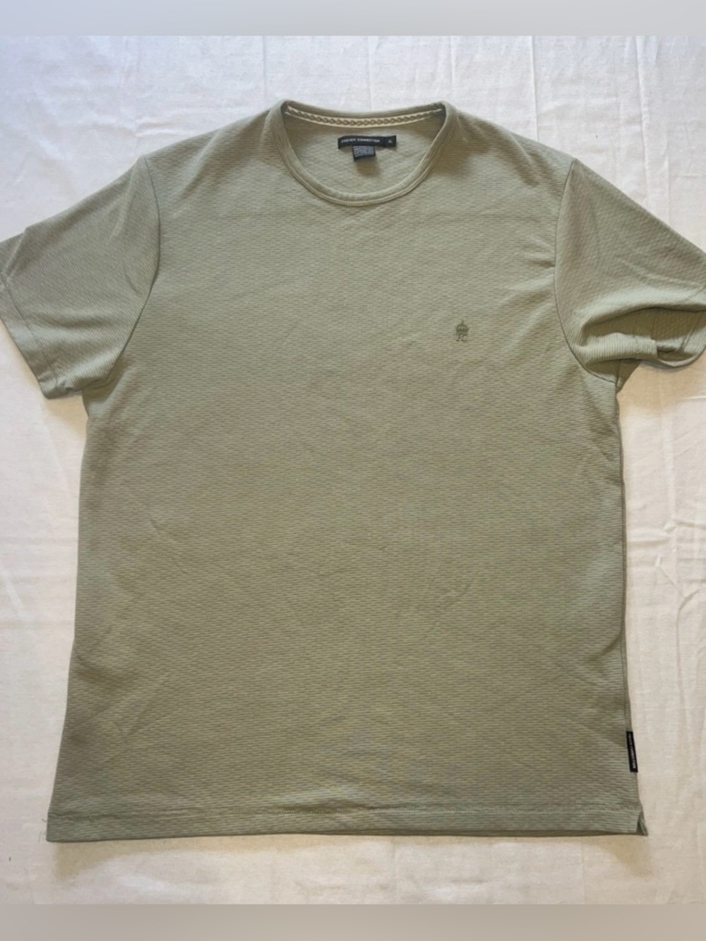 Preppy Sage Green Textured Elevated Basic Crewneck Tee
